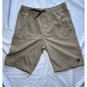 Hurley boys' stretch twill hybrid pull-on shorts in khaki Size Large